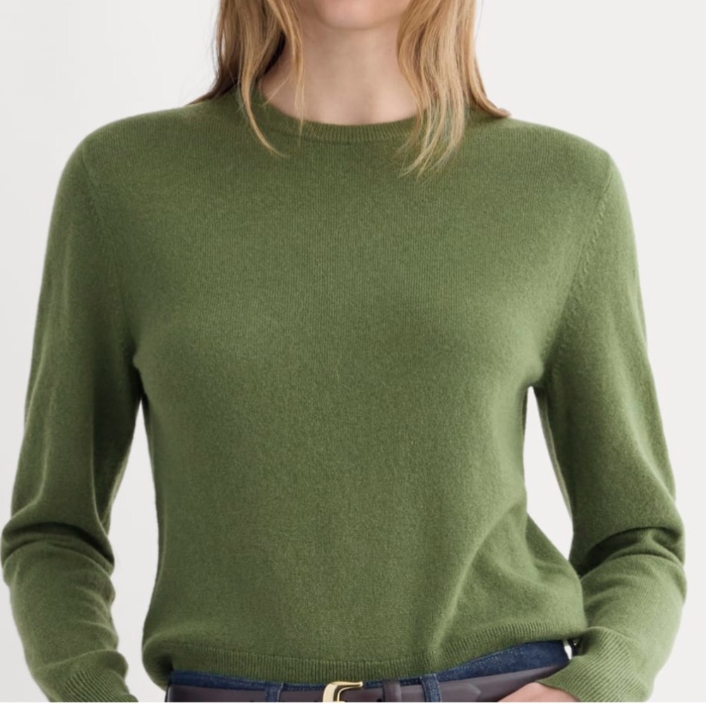 Everlane Cashmere Slim Crew Sweater Green